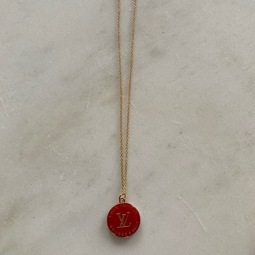 Gold and Red Pendant Necklace